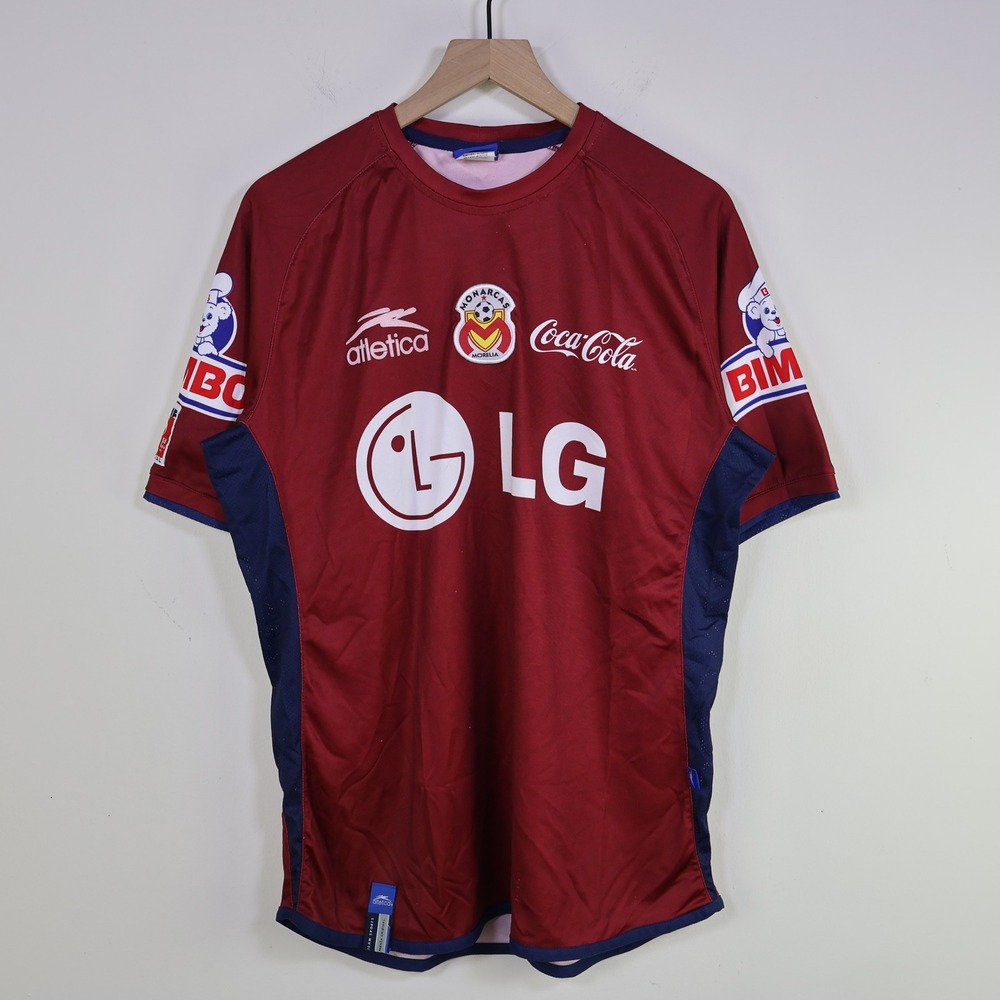 Vintage Atletica Monarcas Morelia Soccer Jersey Large LG Coca-Cola Maroon MX